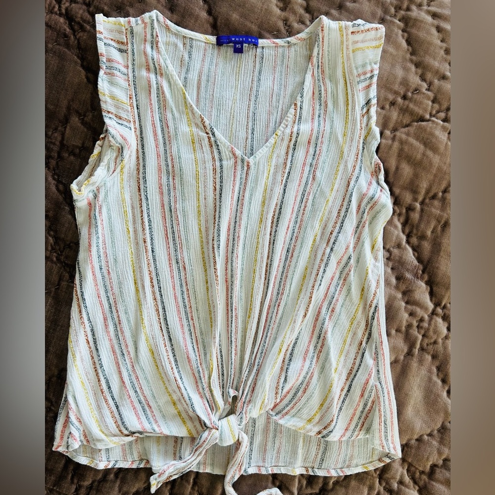 West Kei short sleeve tie-front top